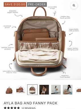 Ayla Convertible Baby Bag & Fanny Pack - Tan